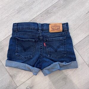 Size 6 Levi's Girls' Dark Blue Denim Roll-Cuff Shorts
